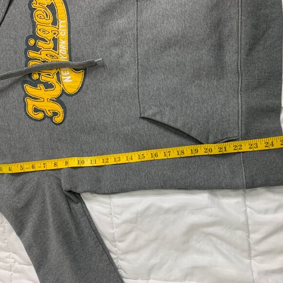 Tommy Hilfiger XL Grey Hoodie Vintage Style NYC Embroidery Logo Cuff Sweatshirt - Picture 15 of 16